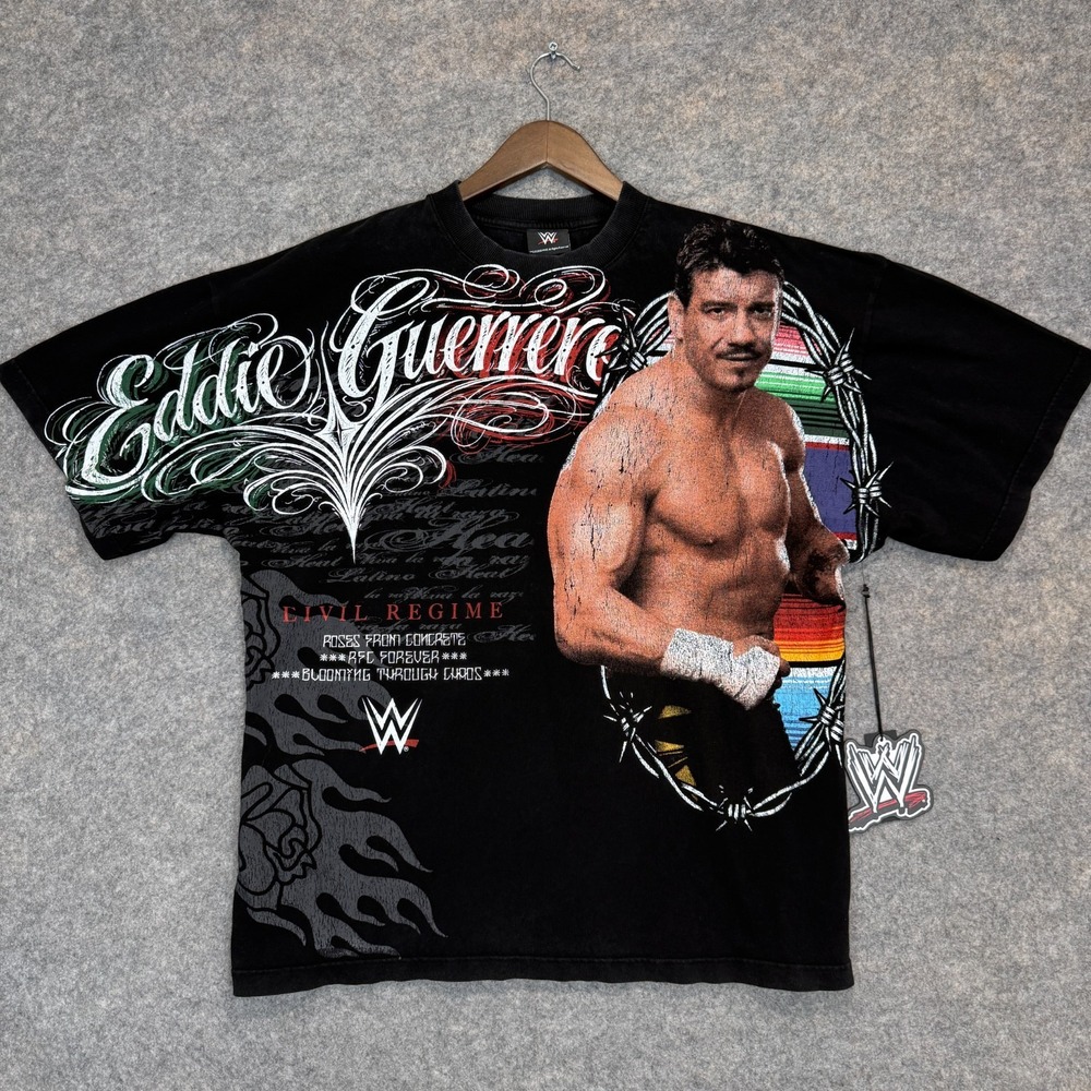 WWE Eddie Guerrero Graphic T Shirt Mens XL AOP Latino Heat Wrestling RARE